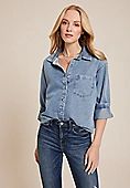 Denim Medium Wash Button Up Shirt | Maurices