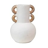 Creative Co-Op Terra-Cotta Rattan Wrapped Handles, Cream Color, Truck Ship Vase, White | Amazon (US)