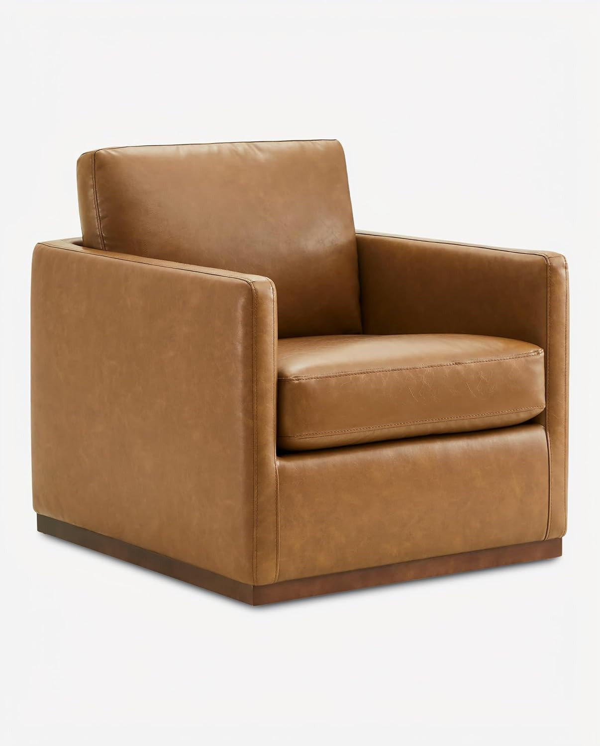 CHITA Faux Leather Swivel Accent Chair, Fully Assembled, Saddle Brown | Amazon (US)