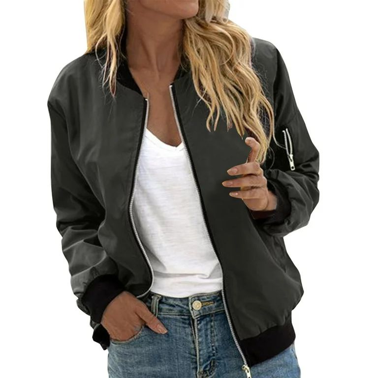 LBECLEY Olive Jacket Women Autumn Fashion Leisure Square Thin Pocket Jacket Blouse Coat Baseball ... | Walmart (US)