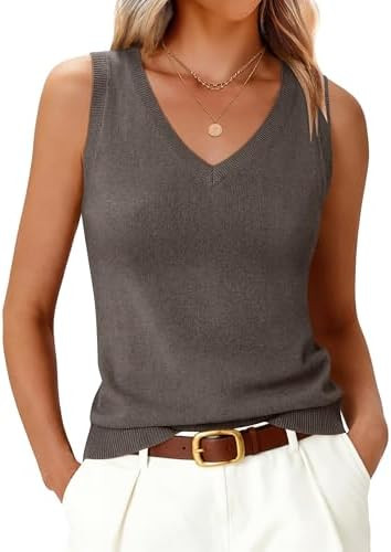 ANRABESS Womens Wool Blend Tank Tops V Neck Sleeveless Sweater Business Casual Work Knit Shirts S... | Amazon (US)