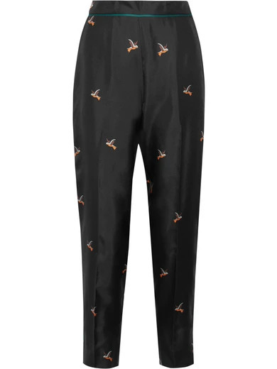 Printed silk-twill tapered pants | NET-A-PORTER (US)