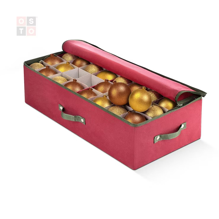 OSTO Underbed Christmas Ornament Storage Box Stores Up to 64 Holiday Ornaments of 3 in; Non-Woven... | Target