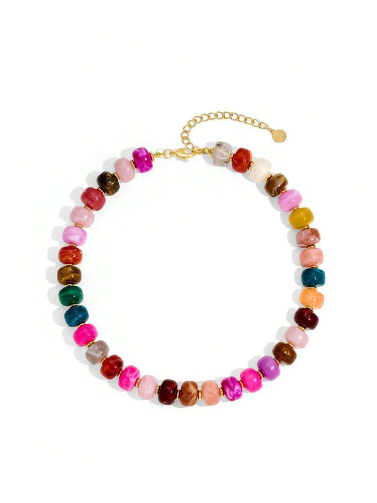 1pc Colorful Abacus Bead Women's Charming Bohemian Style Resin Necklace, Fashion Jewelry Gift For... | SHEIN