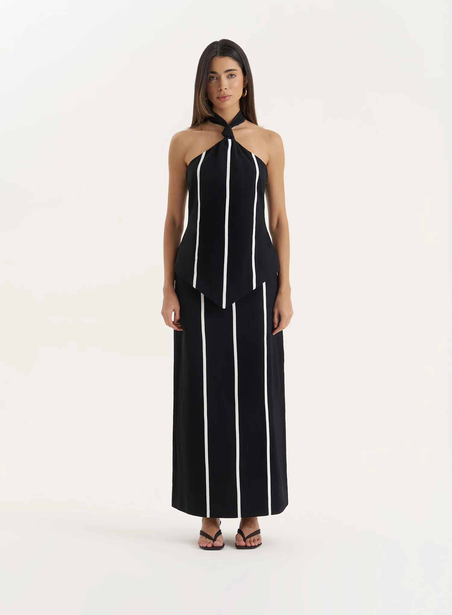 Black Stripe Maxi Skirt- Tate | 4th & Reckless