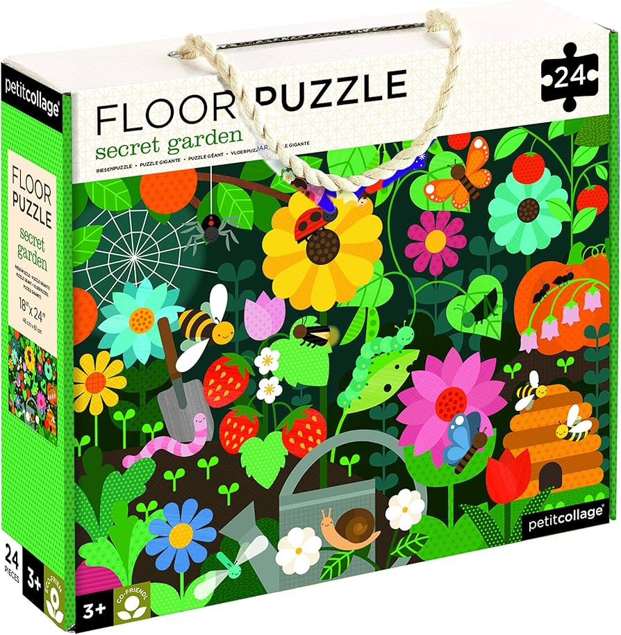 Petit Collage Floor Puzzle, Secret Garden, 24-Pieces – Large Puzzle for Kids, Completed Garden ... | Amazon (US)