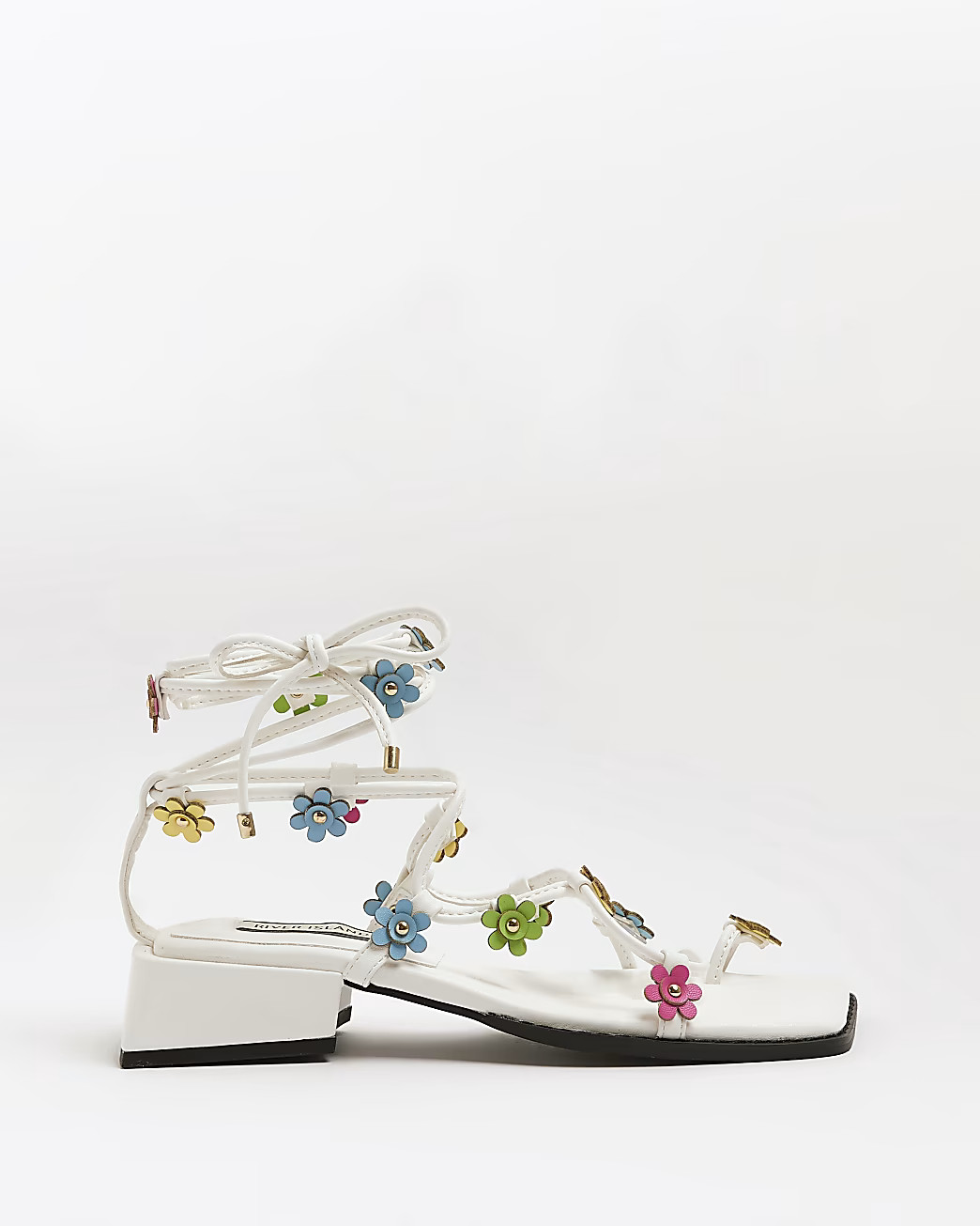 White floral strappy heeled sandals | River Island (UK & IE)