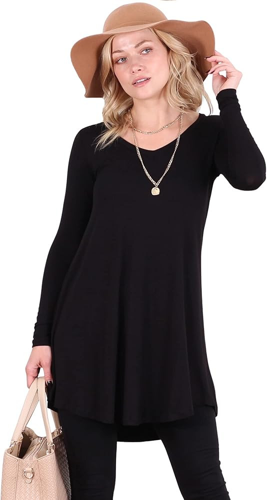 Popana Womens Long Sleeve Tunic Tops to Wear With Leggings - Long Tunic Shirts for Women Loose Fi... | Amazon (US)