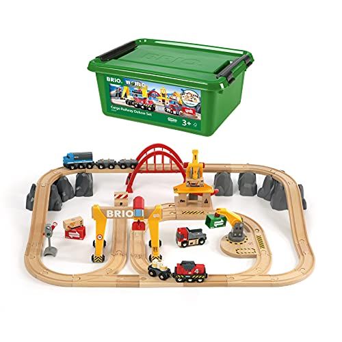 Brio 33097 Cargo Railway Deluxe Set | 54 Piece Train Toy with Accessories and Wooden Tracks for K... | Amazon (US)