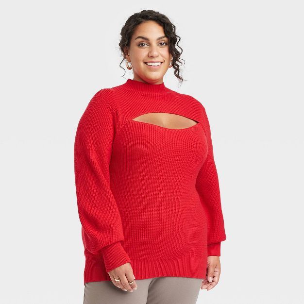 Women's Mock Turtleneck Cut Out Sweater - A New Day™ | Target