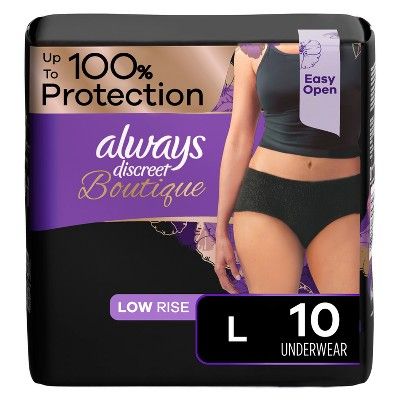 Always Discreet Boutique Low-Rise Postpartum Incontinence Underwear - Maximum Absorbency - Black ... | Target