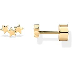 PAVOI 14K Gold Plated 925 Sterling Silver Posts Mini Stud Flat Back Earrings for Women | Helix Ca... | Amazon (US)