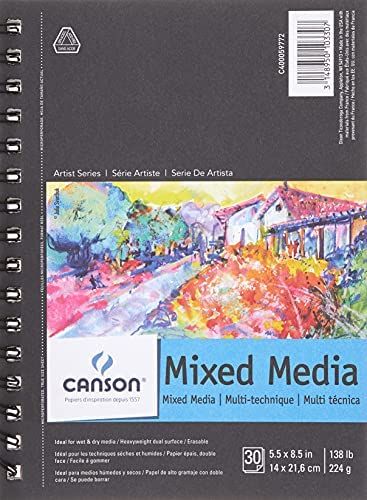 Canson Artist Series Mix Media Paper Pad for Wet or Dry Media, Dual Surface- Fine or Medium, Side... | Amazon (US)