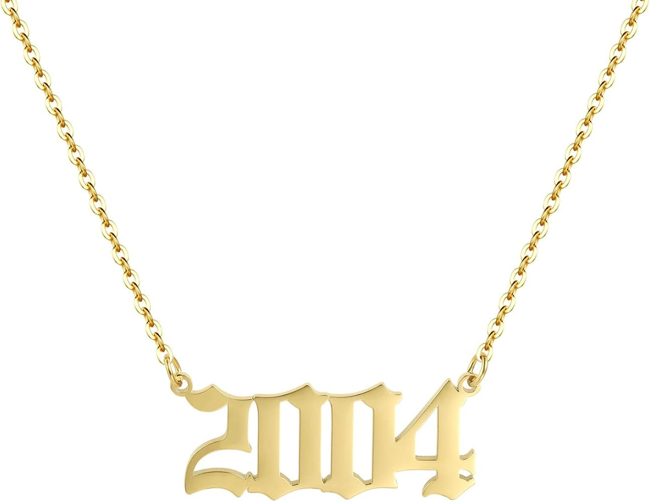 Birth Year Necklace 18K Gold Plated Birth Year Number Pendant Necklace Stainless Steel Birthday Y... | Amazon (US)