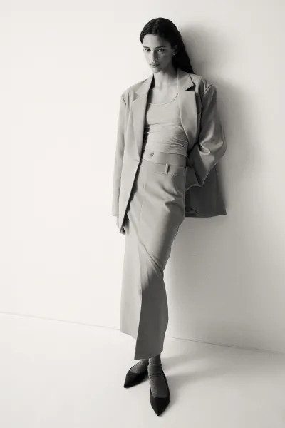 Americana de doble botonadura - Beige - MUJER | H&M ES | H&M (FR, IT, ES, PT, BE)