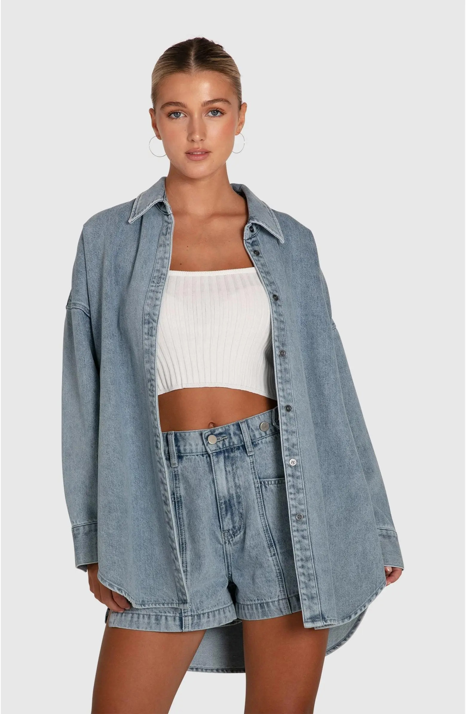 Belle & Bloom Into Him Oversized Denim Shirt | Nordstrom | Nordstrom