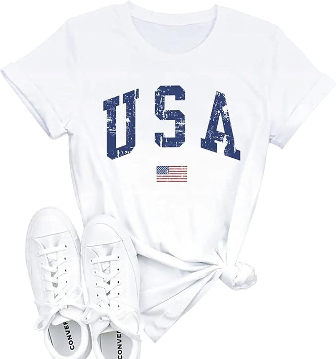 Women American Flag Shirts USA Flag Stars Stripes Graphic Blouse Patriotic Shirt 4th of July T Sh... | Amazon (US)