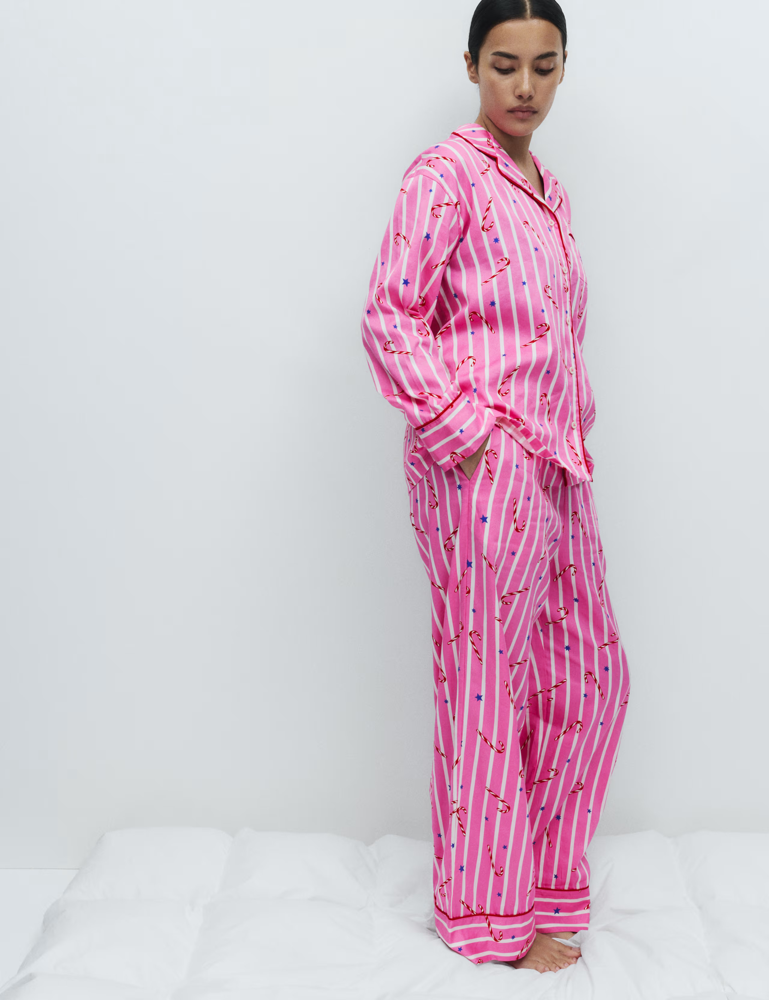 Pure Cotton Candy Cane Family Christmas Pyjama Set | Marks & Spencer (UK)