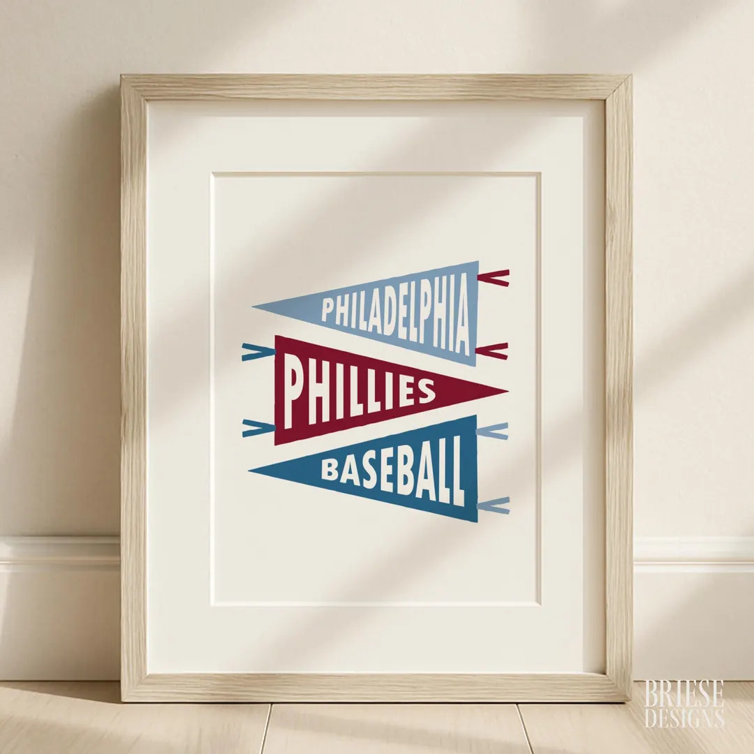 Philly Baseball Inspired Pennant Flags Poster | Philadelphia Sports Art | Digital Download | Brie... | Etsy (US)