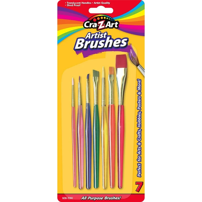 Cra-Z-Art All Purpose Artist Paint Brushes, Multicolor, 7 Count, Child to Adult, School Supplies | Walmart (US)