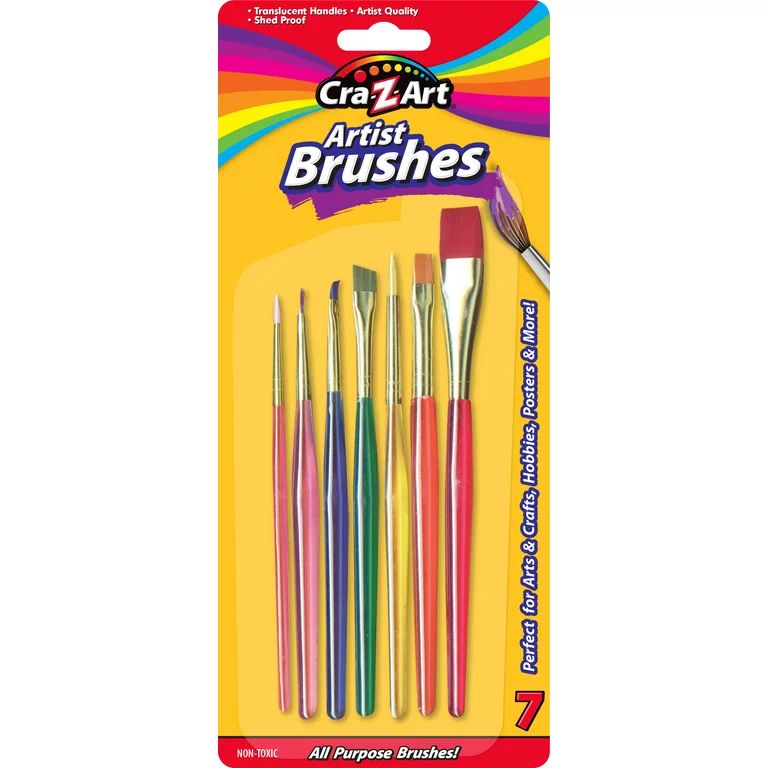Cra-Z-Art All Purpose Artist Paint Brushes, Multicolor, 7 Count, Child to Adult, Back to School -... | Walmart (US)