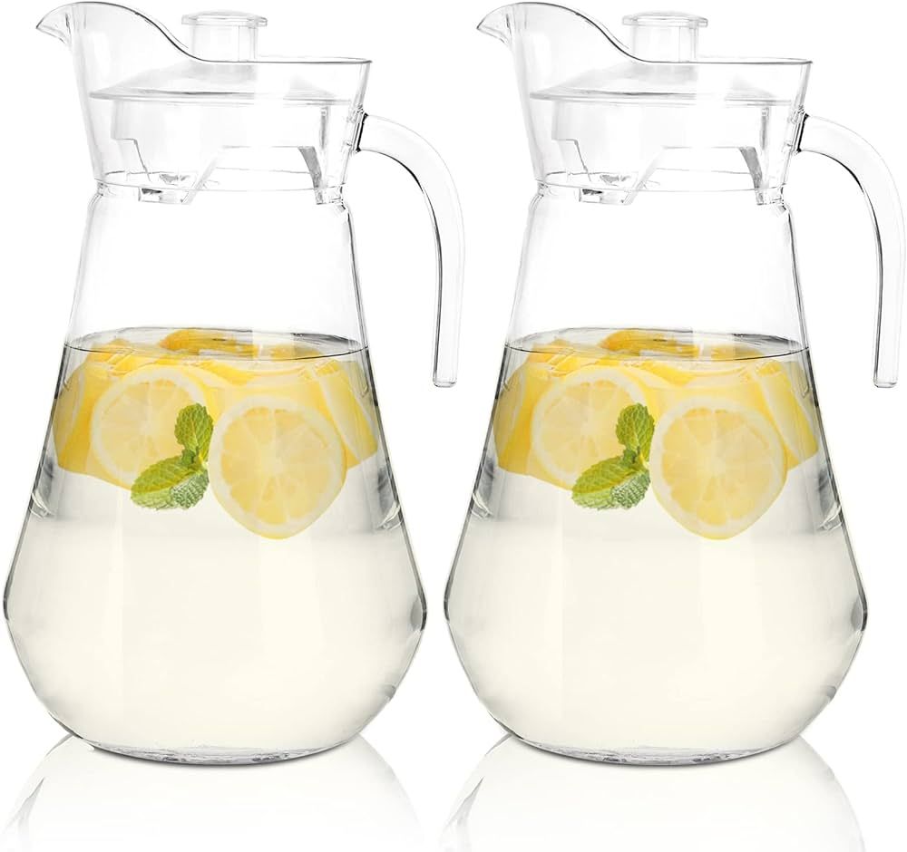 SOUJOY 2 Pack Plastic Pitcher, 70 oz Clear Iced Water Jug with Lid and Handle, Heat Resistant BPA... | Amazon (US)