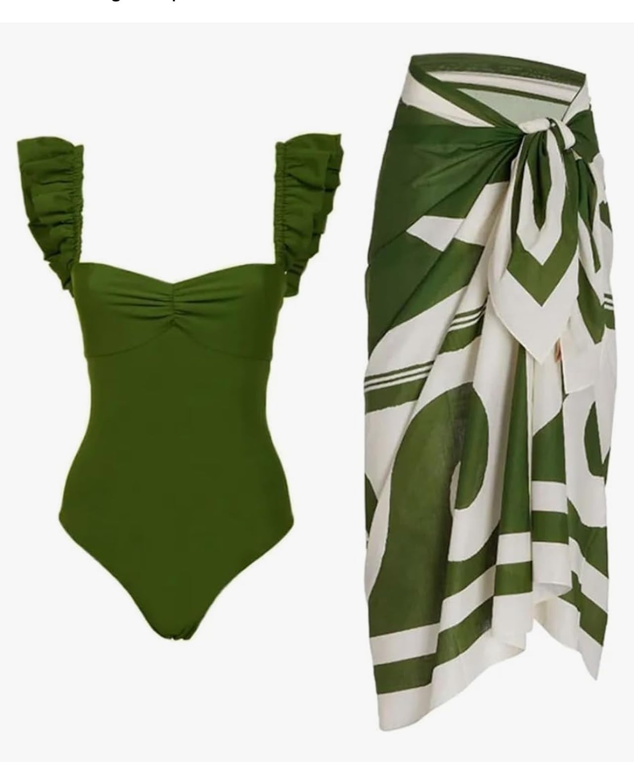 IDOPIP Women's One Piece Swimsuit with Beach Cover up Wrap Skirt Sarong Retro Floral Print Bikini... | Amazon (US)