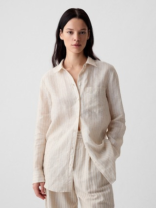 100% Linen Boyfriend Shirt | Gap (CA)