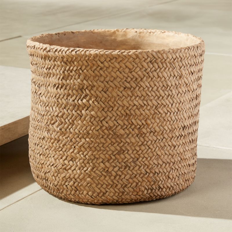 Large Indoor/Outdoor Modern Cement Basket Planter + Reviews | CB2 | CB2