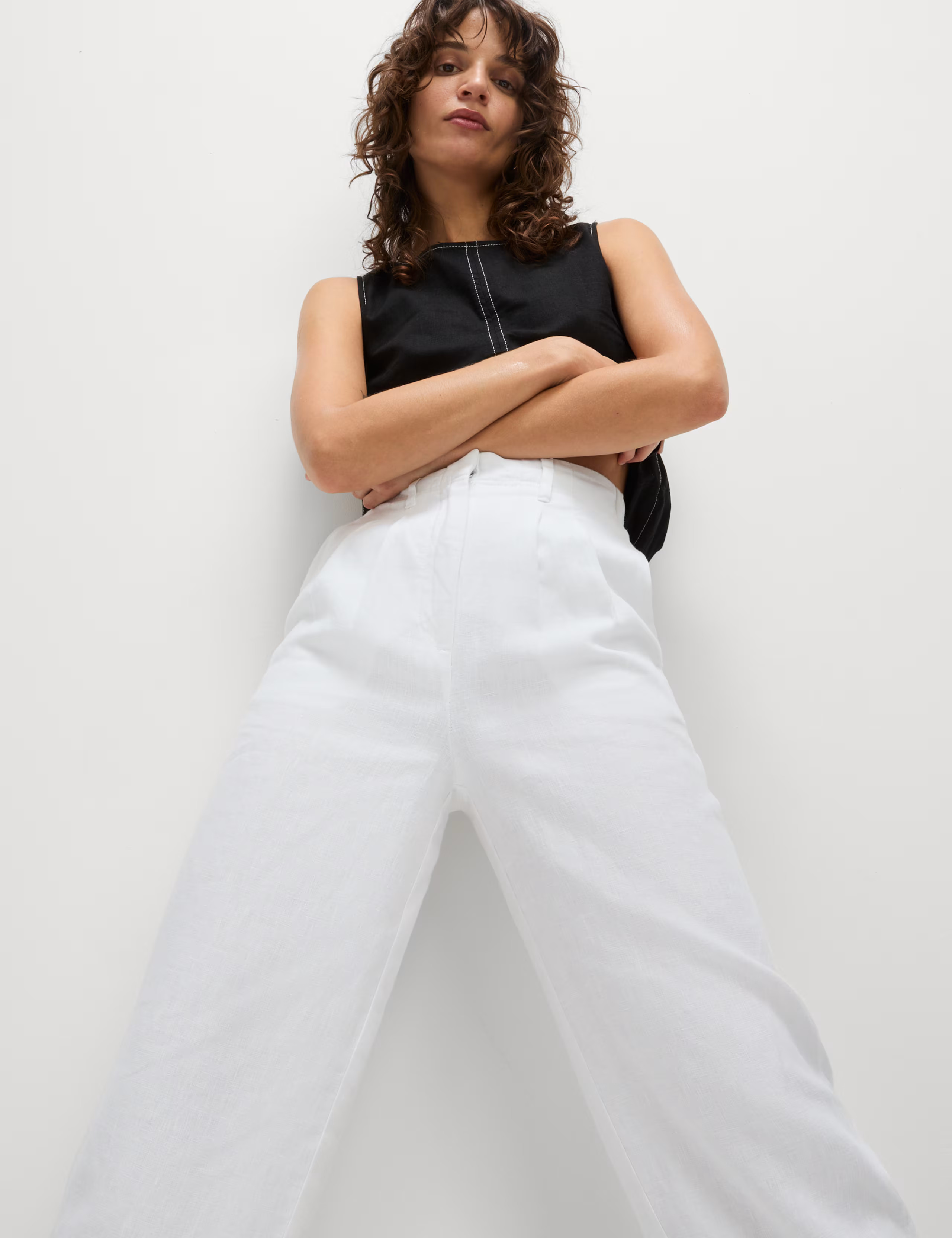 Pure Linen Tapered Trousers | Marks & Spencer (UK)