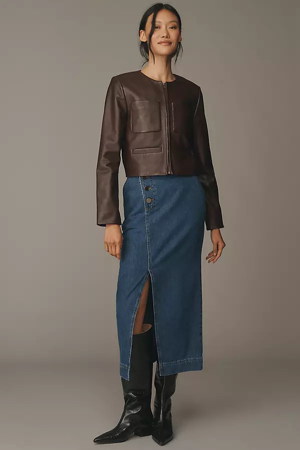 Asher Denim Midi Skirt | Anthropologie (US)