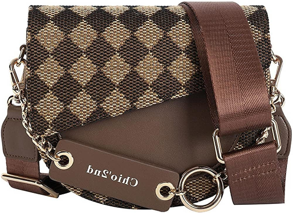 xinghaikuajing Cross-Body Saddle Bag Fashion Premium Vintage Plaid Wide Shoulder Strap One Shoulder  | Amazon (US)
