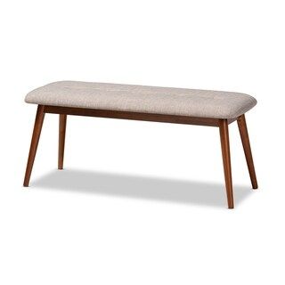 Carson Carrington Ulfshult Mid-century Modern Fabric Dining Bench (Light Gray and Oak Brown) | Bed Bath & Beyond