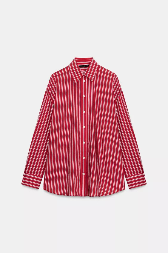 STRIPED OVERSIZED POPLIN SHIRT | Zara US