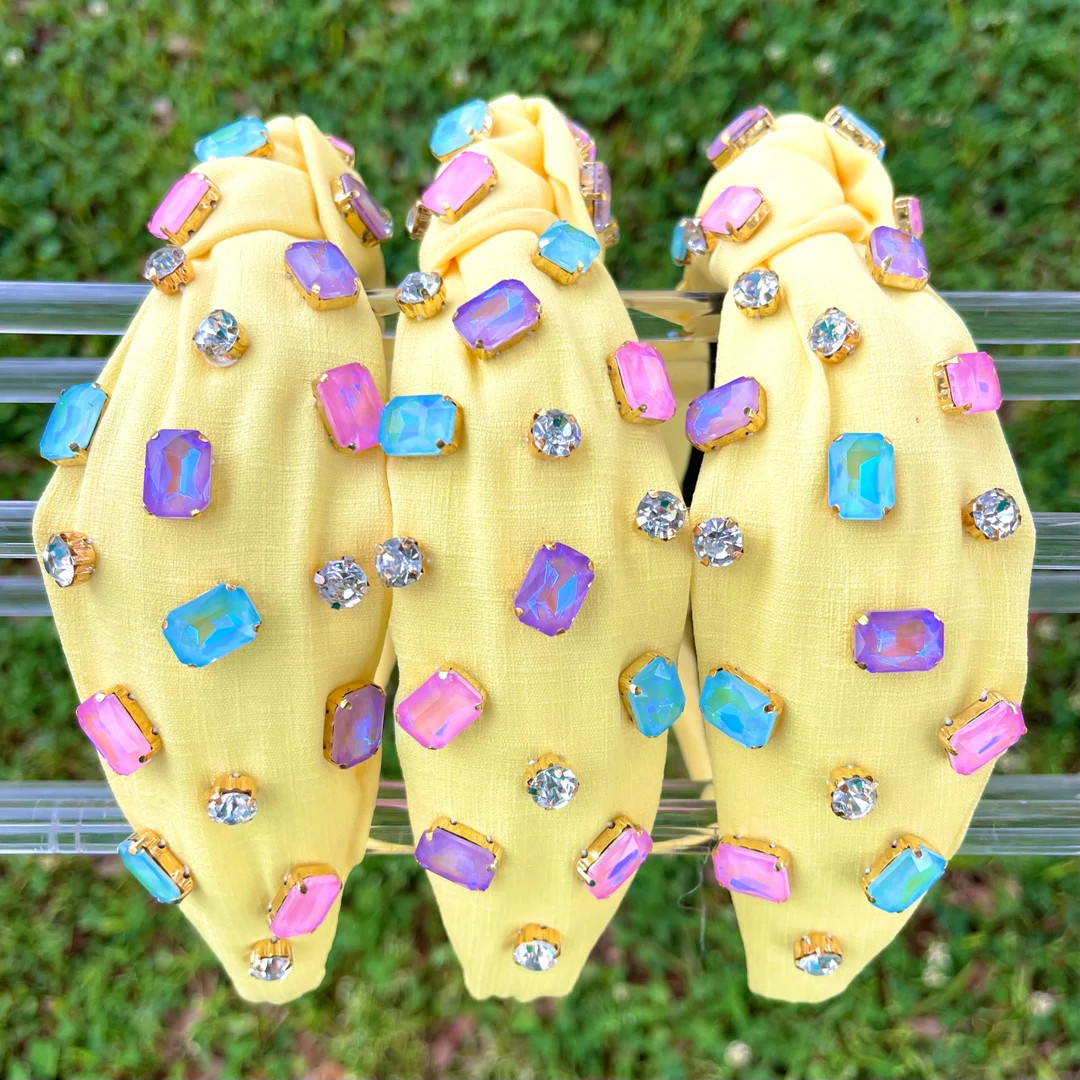 Yellow Knotted Headband Women Jeweled Headband Girls Headbands - Etsy | Etsy (US)