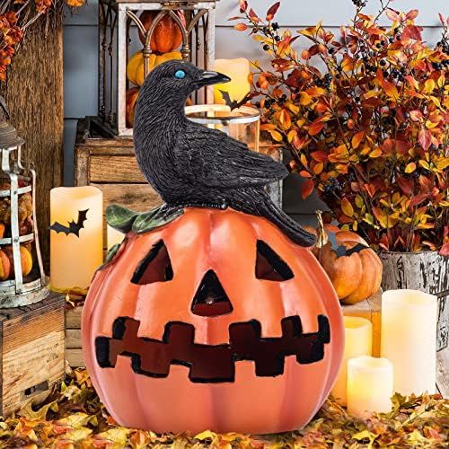 Solar Halloween Pumpkin Decoration with Crow Solar Powered Garden Lights Color Changing LED Hallowee | Amazon (US)