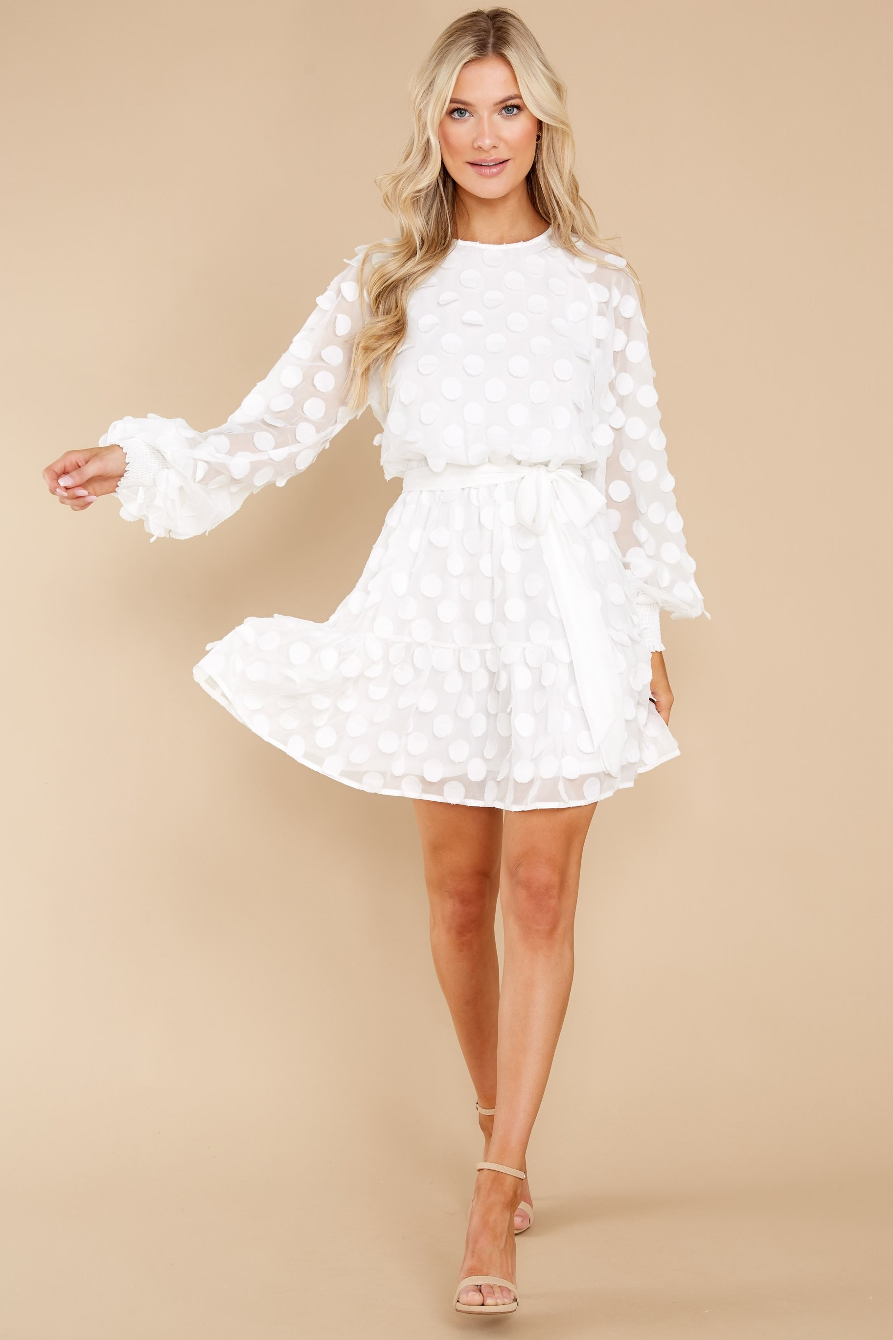 Shamelessly Stylish White Polka Dot Dress | Red Dress 