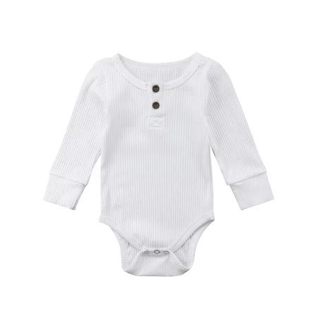 Fullvigor Baby Boys Girls Solid Onesie Basic Plain Rib Stitch Long Sleeve Bodysuit | Walmart (US)