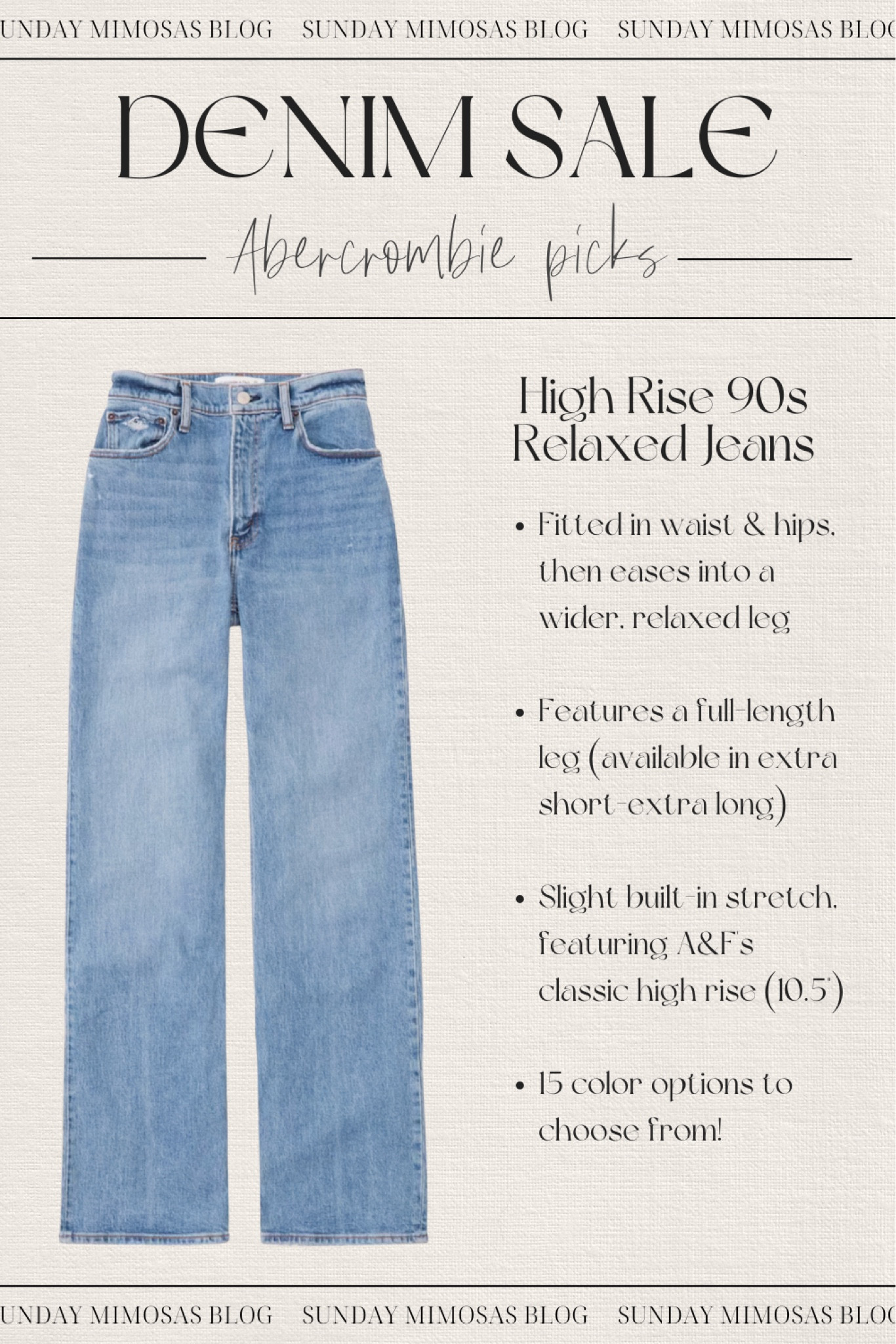ABERCROMBIE JEANS SALE! 25% off all jeans and extra 15% off with influencer code!

The semi-annual Abercrombie denim sale is here. Sharing my top denim styles below. 

1. Ultra High Rise Ankle Straight Jeans
2. High Rise Mom Jeans
3. Ultra High Rise 90s Straight
4. High Rise 90s Relaxed Jeans
5. High Rise Loose Jeans

#abercrombiejeans #abercrombiesale #abercrombiecode #falloutfits #fallstyle #abercrombiestraightjeans #highrise90sjeans #relaxedjeans #mediumwashjeans

#LTKSeasonal #LTKBacktoSchool #LTKFind