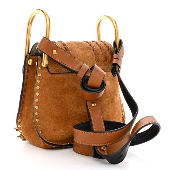 Suede Calfskin Braided Mini Hudson Shoulder Bag Caramel | FASHIONPHILE (US)