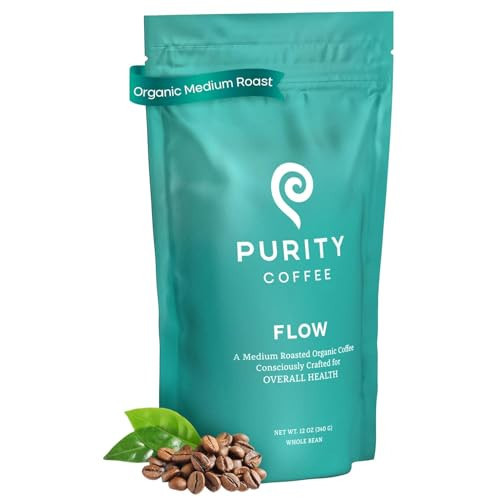 Purity Coffee FLOW Medium Roast Organic Coffee - USDA Certified Organic Specialty Grade Arabica Whole Bean Coffee - Third Party Tested for Mold, Mycotoxins and Pesticides - 12 oz Bag | Amazon (US)