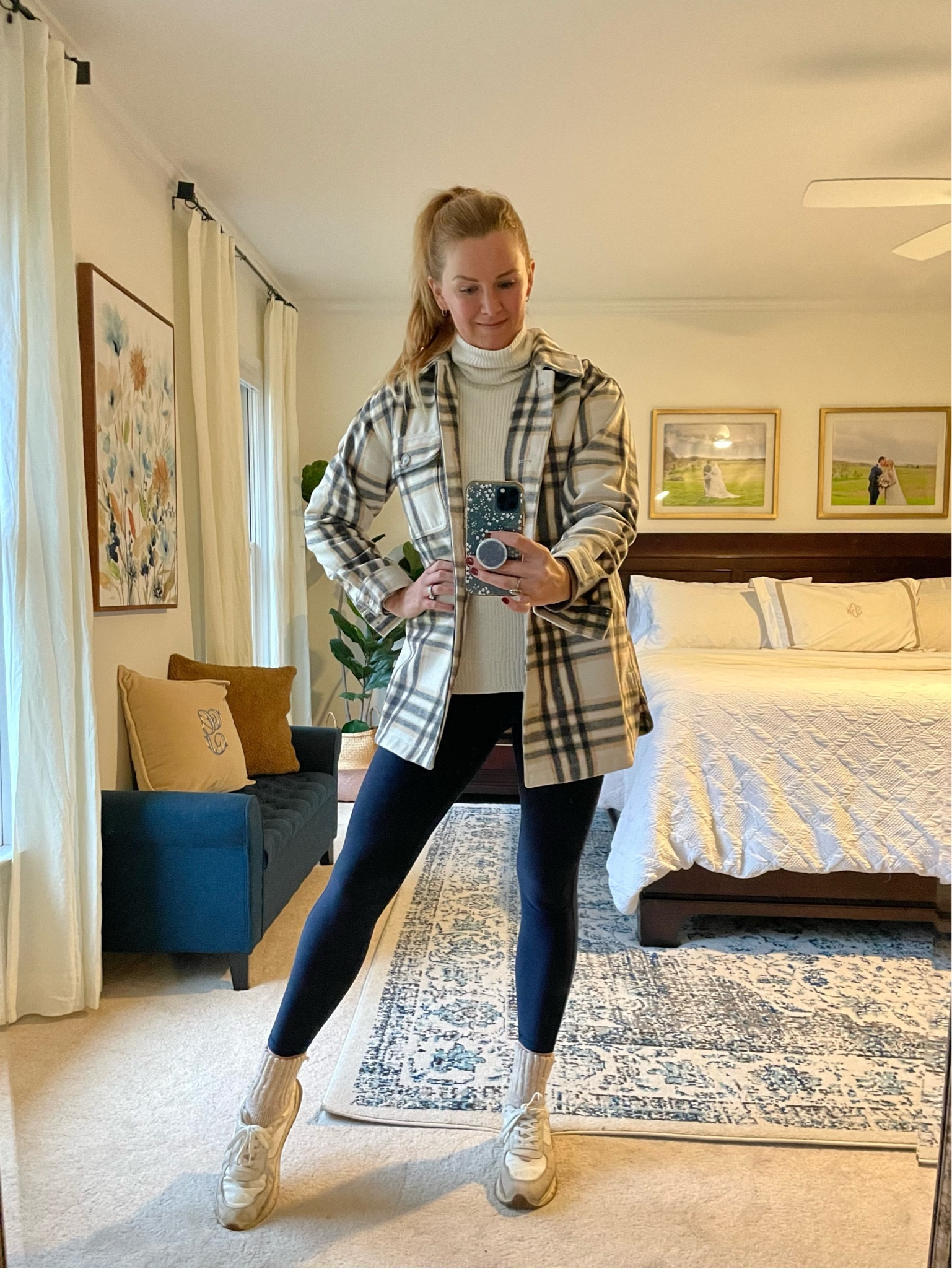 Casual winter outfit of the day - working from home 

Ribbed turtleneck sweater is 60% off with code GOSHOP. I sized down one from my true size

Leggings remind me of lululemon align leggings for a fraction of the price. I size down one from my true size 

White brown & black Plaid shacket. I got my normal size.

Neutral sneakers

#LTKSeasonal #LTKfindsunder100 #LTKsalealert