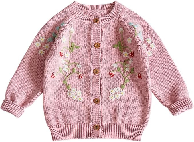 Lamgool Infant Baby Girls Knitted Cardigan Sweater Toddler Outwear Coat for Fall Spring 6M-4T | Amazon (US)