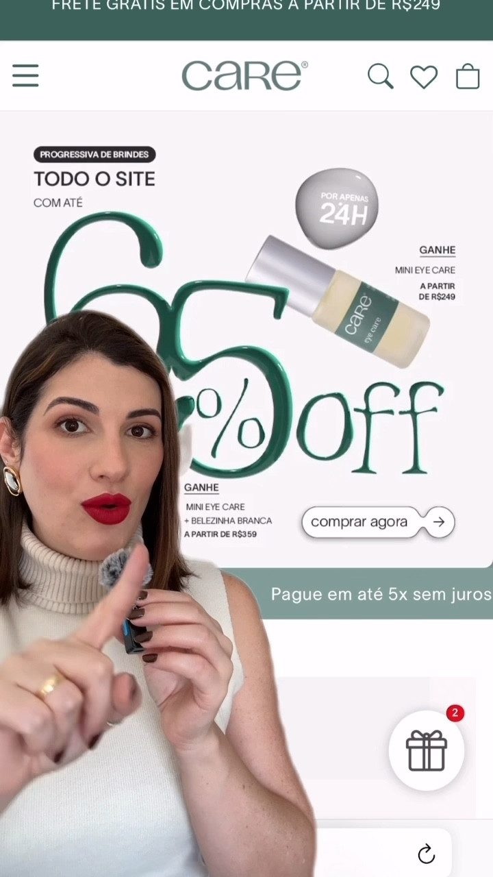 Só hoje tá rolando a promotion Friends and Family da Care! 
Até 65% off no site todo e ainda tem brindes progressivos nas compras a partir de R$299. 
Frete grátis acima de R$249! 

Corram pro site e aproveitem que acaba rápido! 

#LTKbeleza #LTKbrasil