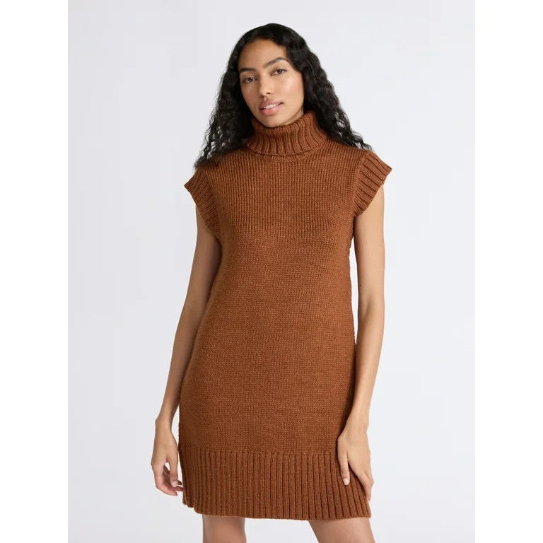 Free Assembly Women's Turtleneck Sweater Mini Dress, Sleeveless, Sizes XS-XXL | Walmart (US)