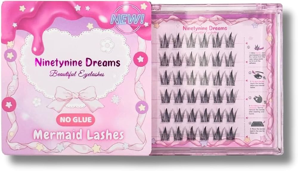 No Glue Mermaid Lashes Press On Reusable Individual False Eyelashes Clusters, Easy To Apply 9-13m... | Amazon (US)