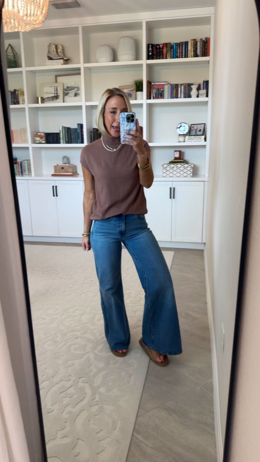 Amazon - casual to dressy pieces. Short Sleeve Mock Neck Sweater - size Small. 8 colors. * Bella Stretch Palazzo Jeans - Size: 25. Color: Seaside Blue (3 colors). 

#LTKSeasonal#LTKOver40#LTKSaleAlert 

 