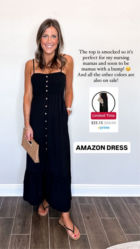 This black maxi dress is THE dress for Summer! It’s smocked at the top so it’s great for a baby bump or nursing mamas! 👌🏼 I’m 5’6” with a long torso wearing a small 

#LTKsalealert #LTKstyletip #LTKfindsunder50