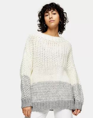 Topshop contrast panel sweater in white & gray | ASOS (Global)