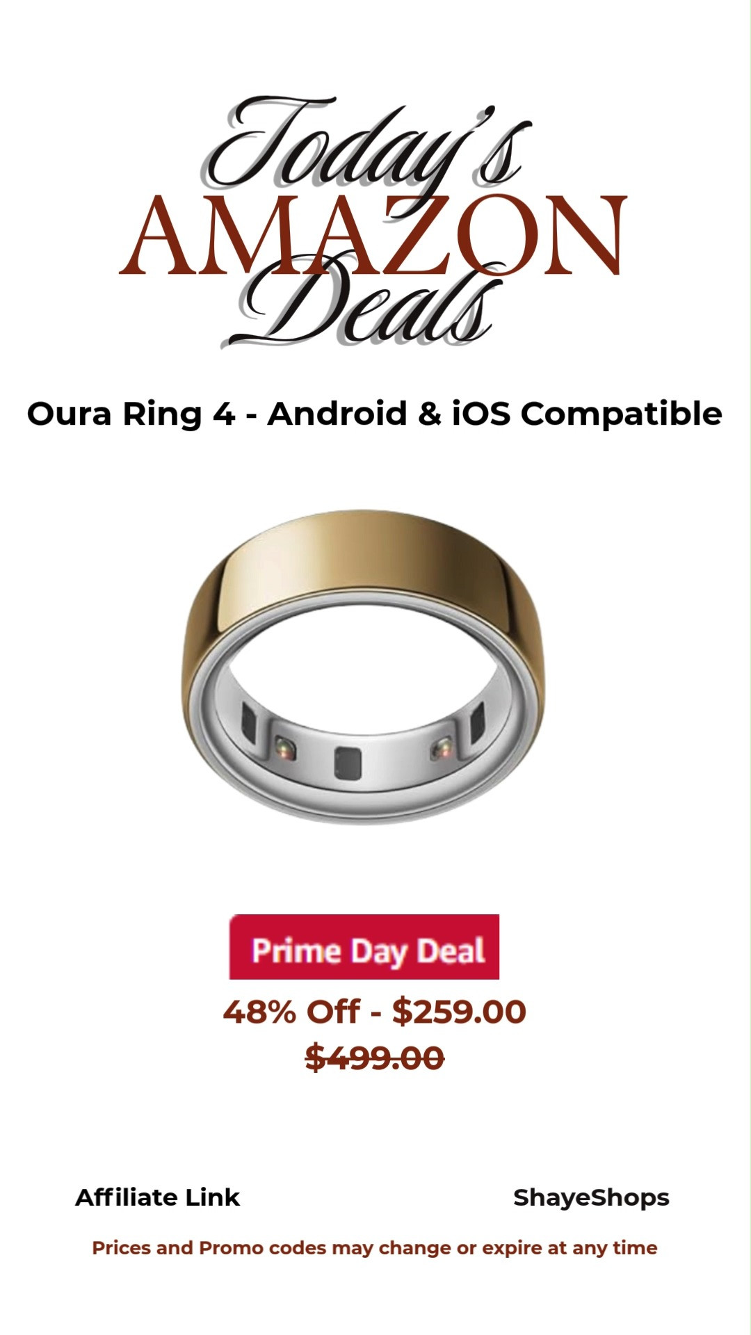 Oura Ring 4 - Gold - Sleep, Activity, Women’s Health, AI Advisor, Up to 8 Days of Battery Life, Android & iOS Compatible, wellness, amazon prime day deal, sale

#LTKselfcare #LTKActive #LTKSaleAlert